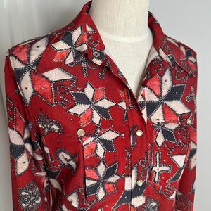 Isabel Marant Collection Red Western Star Print Snap Shirt Top Size 40 (US 8)